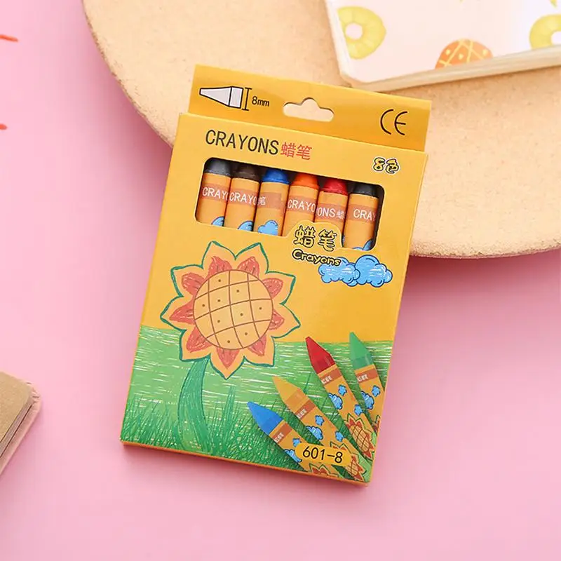 Kids Drawing Crayons 8 12 24 Colors Gift Set Non Toxic Smooth Wax Crayons for School and Art Activities