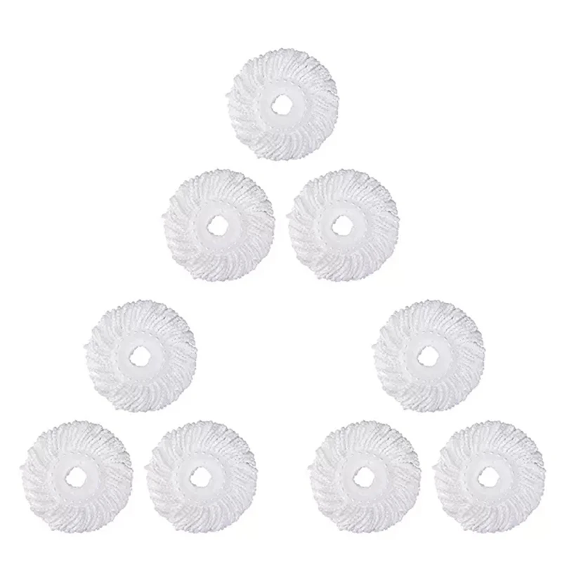 

Mop Micro-Head Refill For 360° Spin Magic Mop-Microfiber Replacement Mop Head-Round Shape Standard Size (White-6 Pack)