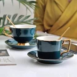 200ml/230ml Ceramic Coffee Cups and Saucers Creative Afternoon Tea Flower Tea Set Cups Nordic Simple Household Teacups Gifts Mug