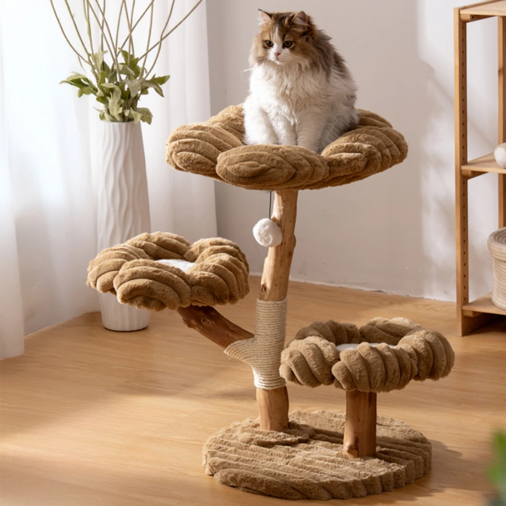 

High Quality Multi-layer Litter Tree Integrated Shelf Handmade WoodenToy Multi-function Cat Scratching Post Wear-resistant Sisal