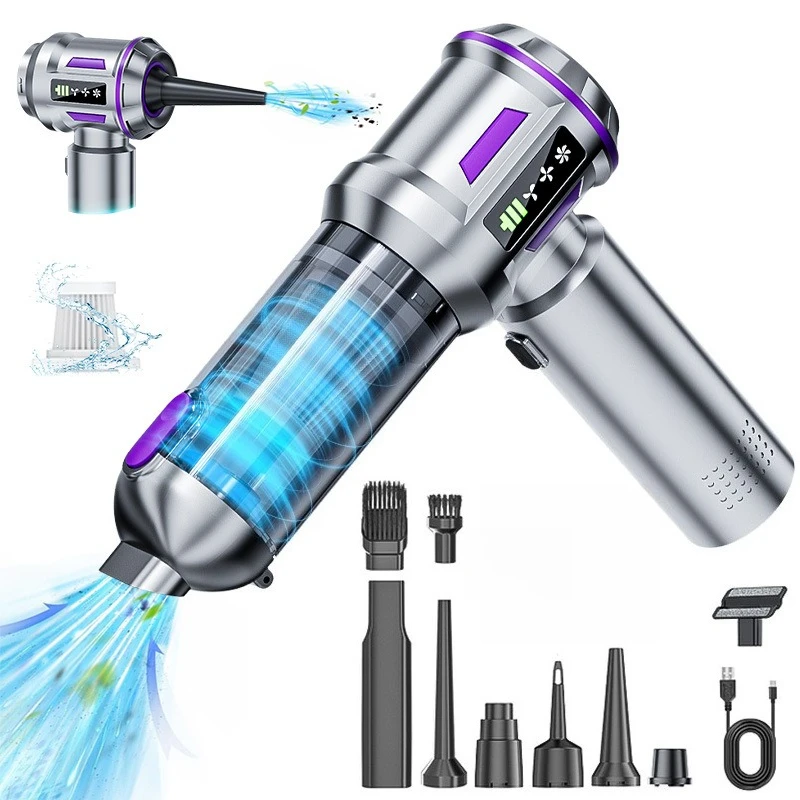 Car LCD Vacuum Cleaner Brushless Motor Display Power Vacuum Cleaner Handheld Suction Blow Integrated 16000Pa Large Suction