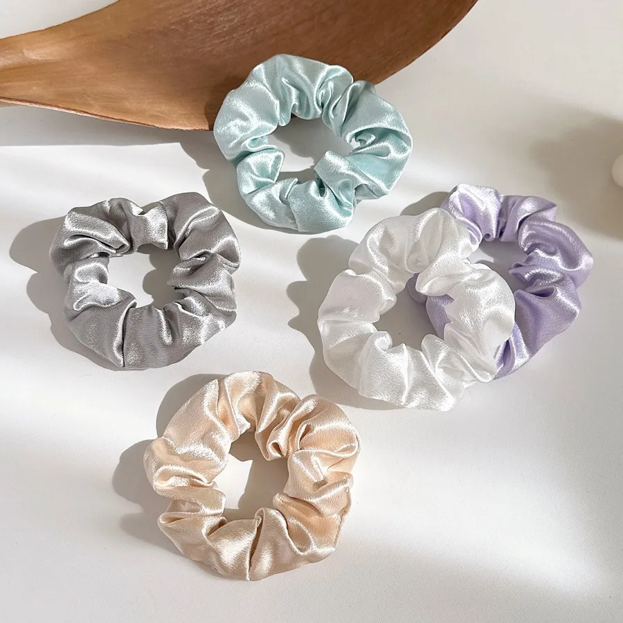 Retro crystal satin large intestine hair circle cross-border Amazon hot sale solid color high-end all-match head rope hair deco - Detail 1