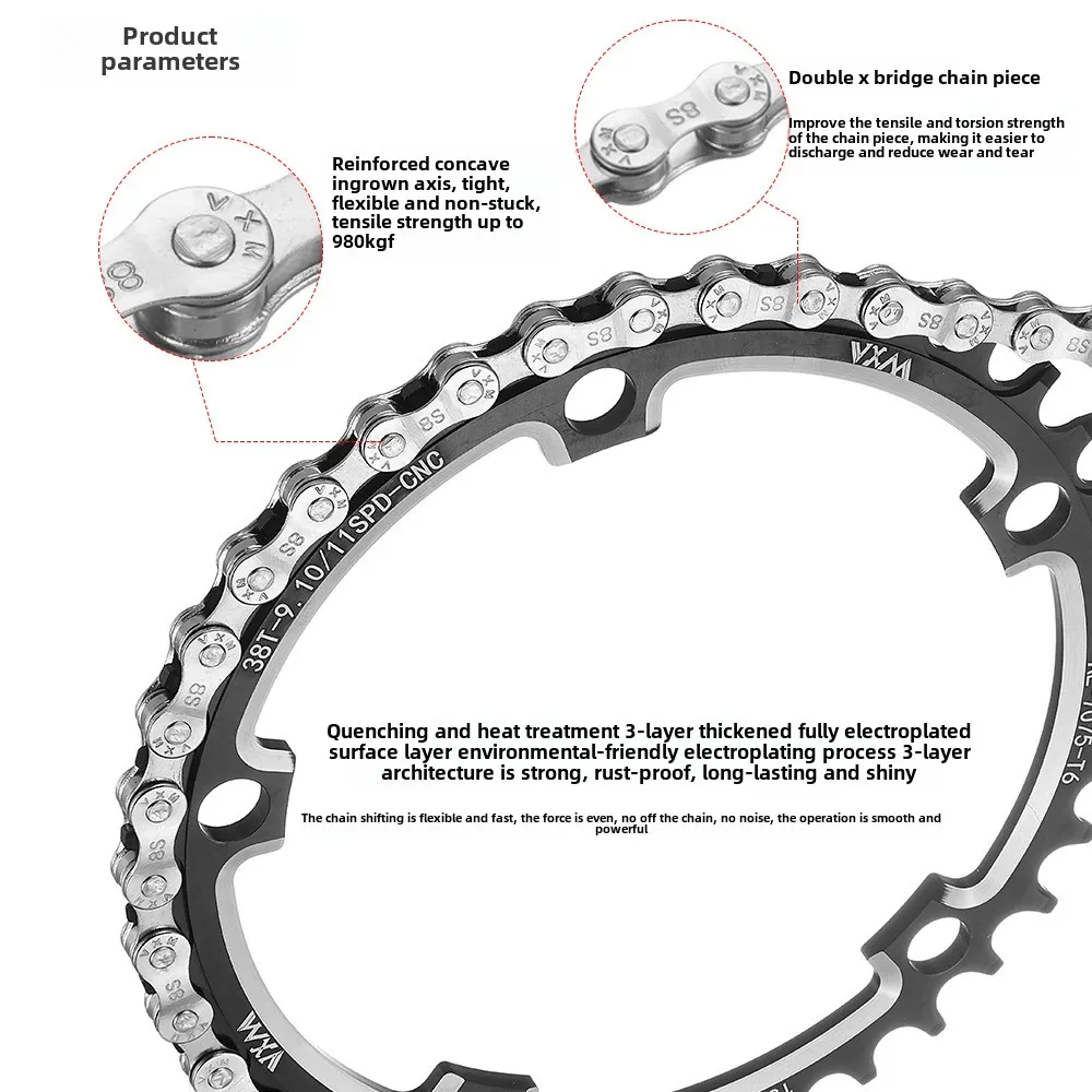 Mountain road bike chain 678 9 10 11 12S single speed plated rust-proof bright silver variable speed chain guide bike acessories