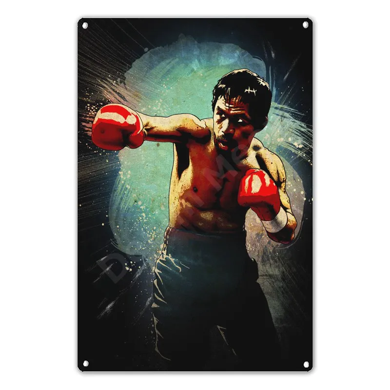 Boxing Champion Plaque Metal Tin Sign, Home Bar, Pub, Cafe, Club Wall Decor, Boxing Fans Iron Plates, Fighting Match Art Poster