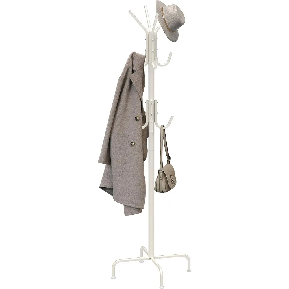 

Simple Houseware Standing Coat and Hat Hanger Organizer Rack 12 Hooks White Clothes Wardrobe Shelf Racks Coats Living Room Home