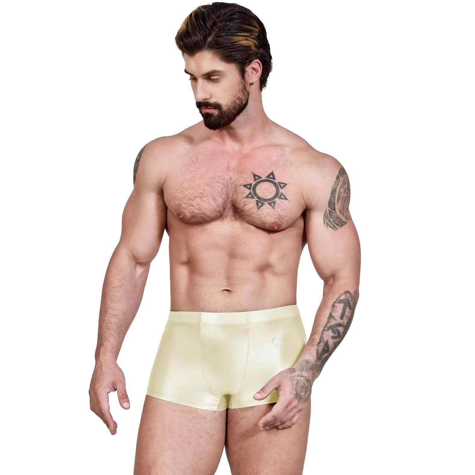 AMORESY Men's Glossy Soft Oil Nylon Luster Tights Smooth Comfortable Solid Boxer Shorts Leisure Wear Thin Underpants