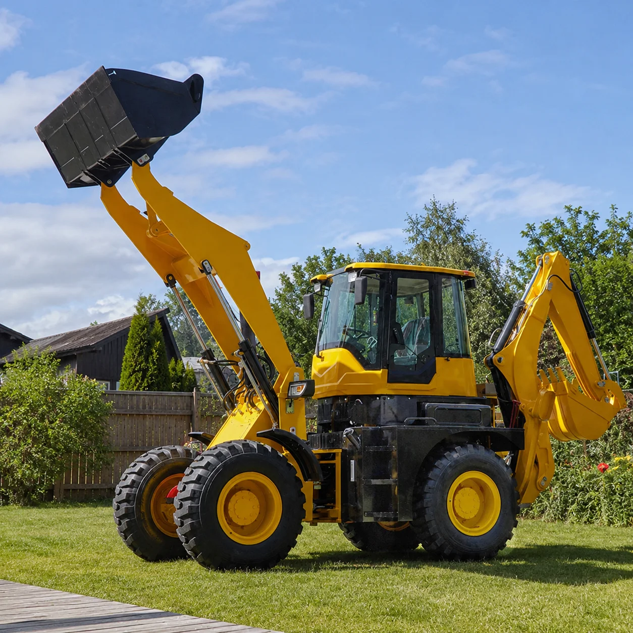 Agriculture Farming Working - 4WD Backhoe Loader Tractor Hydraulic Wheel