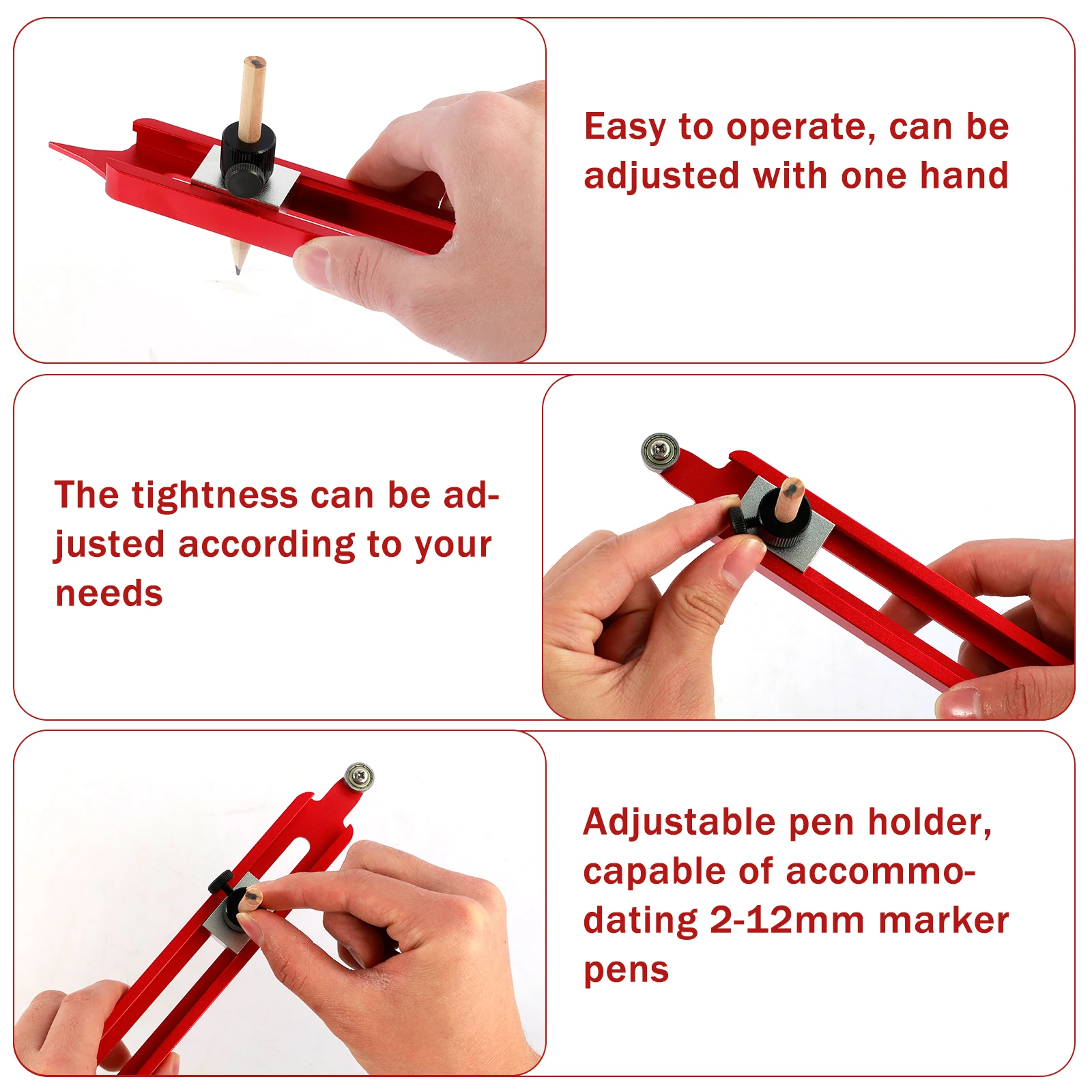 Profile Scribing Ruler Precise Aluminum Alloy Contour Scribe Tool Multifunctional Contour Gauge With Adjustable Pencil Holder