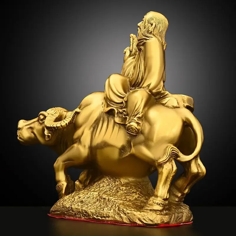 Copper Bronze Statue of Laozi Riding Bull Character Statue Laozi Out of Customs Home Craft Decor