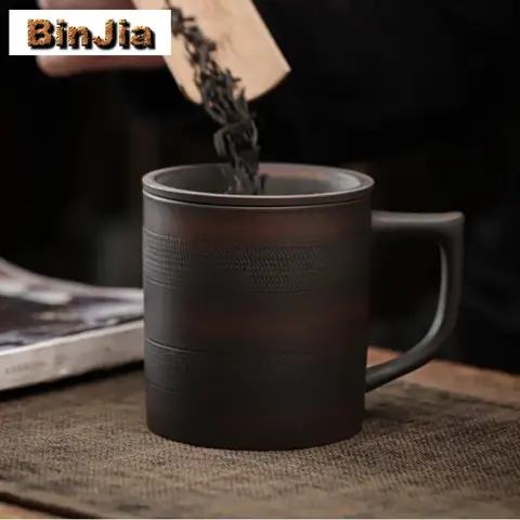 360ml 중국 칭시 자주색 도자기 사무실 컵 필터 내장 물 차 분리 머그 핸드메이드 점프 나이프 개인 선물