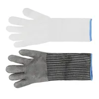Cut Resistant Glove with Arm Sleeves Level Stainless Steel Mesh Metal Glove Butchers Metal Glove for Meat Fish