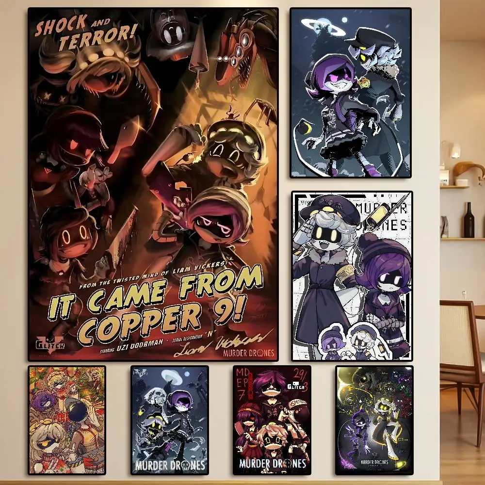 Sci-Fi Horror M-Murder Drones-MT Game Poster Self-adhesive Art Waterproof Paper Sticker House Bar Room Seaside Wall Decor