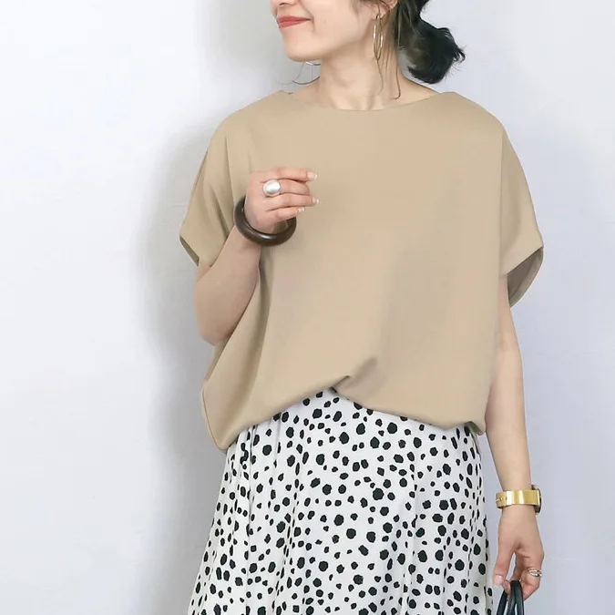 تي شيرت صيفي جديد بأكمام قصيرة للنساء، أكمام خفاش فضفاضة، رقبة دائرية، بلوزة كاجوال من القطن بلون سادة، التجارة الخارجية #3