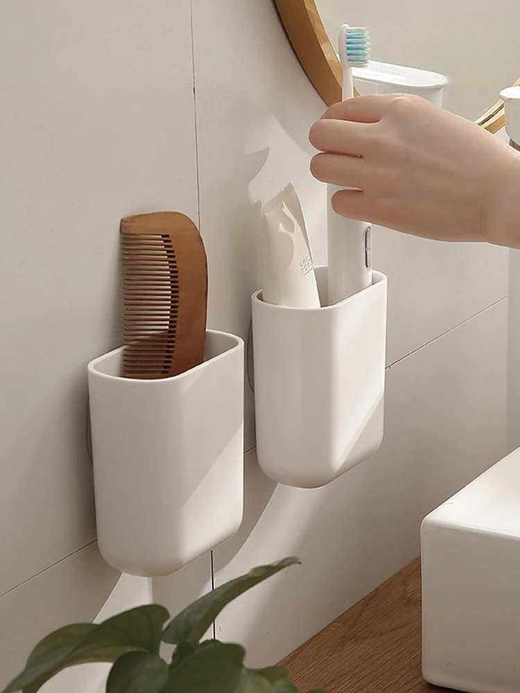 Die an der Wand montierte Aufbewahrungsbox kann Wasser ablassen, geeignet für die Aufbewahrung von Zahnpasta und Zahnbürsten an der Badezimmerwand geeignet – Detail 1