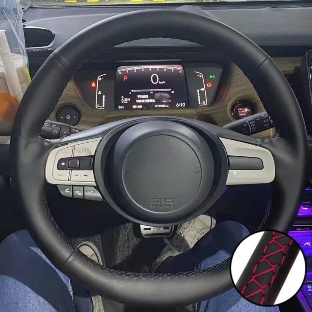 

Braid Car Steering Wheel Cover Wrap Hand Sewing Microfiber Leather For Honda Civic Civic 8 2006-2011 (2-Spoke) Car Accessories