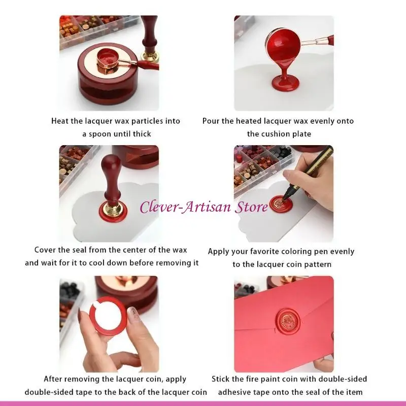 E06B Wax Seal Stamp Set 24 Color Wax Seal Beads with Wax Seal Stamp, Wax Warmers