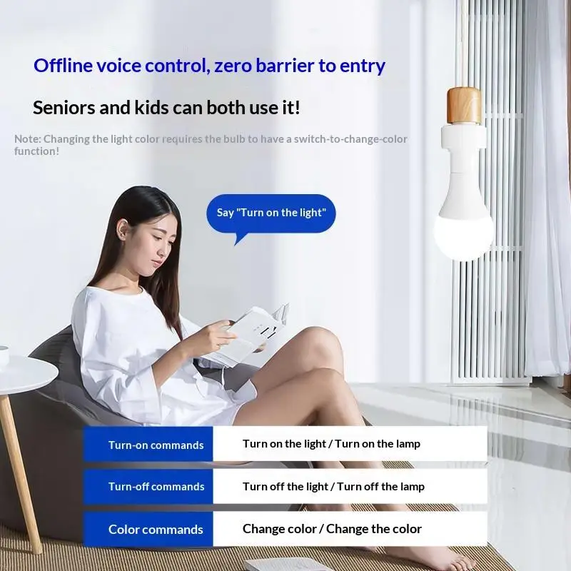 E27 Offline Voice Controlled Light Socket Sensitive Recognition No Wifi Needed For Home Bedroom Living Room Lighting