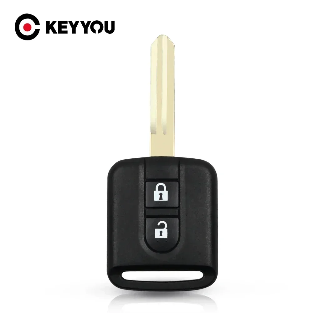 KEYYOU 1 Stück 2-Tasten-Fernbedienungs-Autoschlüsselgehäuse, ungeschnittenes Gehäuse für Nissan Elgrand X-TRAIL Qashqai Navara Micra Note NV200 5WK4 876/818