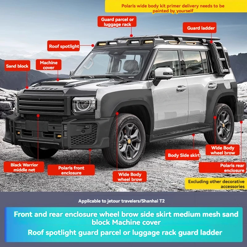 Modified body 9-piece set for JETOUR  Traveler/ Shanghai T2 Polaris Wide Body Bumper Modification Kit