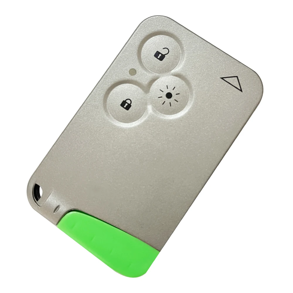 XNRKEY 3 Button/Lighting Button Remote Card Shell for Renault Laguna Card Key Shell with Green Blade Without Words Without Logo