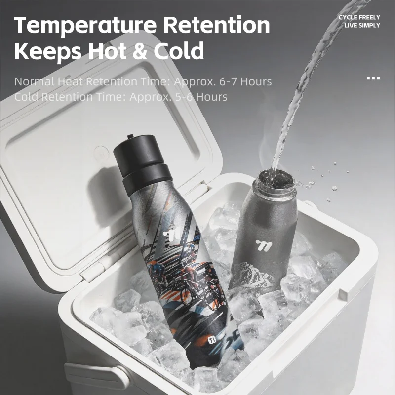 

WEST BIKING Titanium Alloy Insulated Water Bottle 6-7H Heat Retention Cycling Flask Lightweight Rustproof Sports Bottle