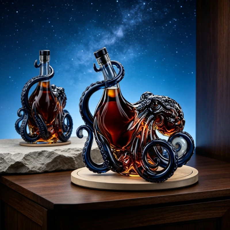 3D Oktopus-Skulptur Weinflasche Kreative Glas-Dekanter für Whiskey Spirituosen Heim-Bar-Dekoration