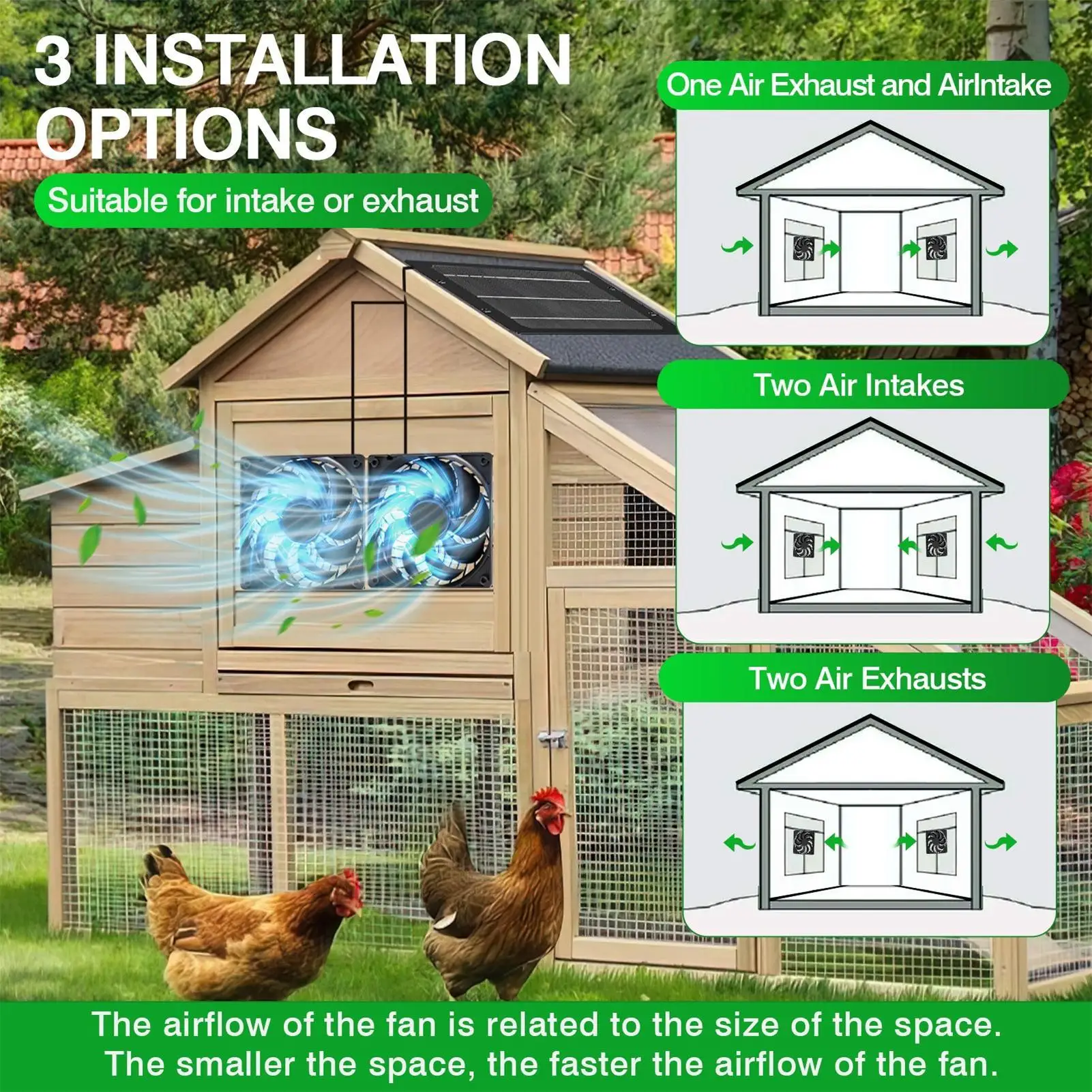 Solar Exhaust Fan Small Waterproof Summer Accessories Summer Pet House Air Exhaust Fan For Garden Backyard Chicken Coop Dog
