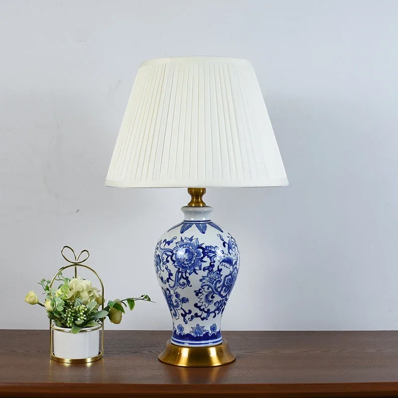BELLE Contemporary Blue CeramicTable Lamp Creativity Living Room Bedroom Study Hotel engineering Desk Light