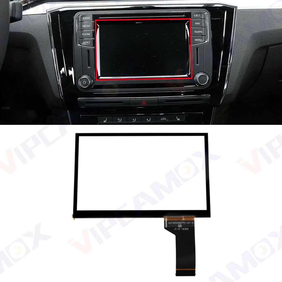 Frosted 6.5 inch Glass Touch Screen Digiziter for VW STD2 PQ 682C/D/E/F/G 200B/H/M/D Navigation Player  LCD Radio Screen Parts