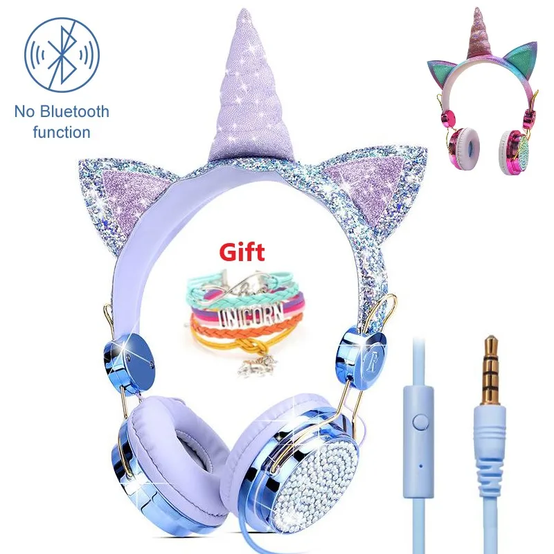 

Unicorn Wired Headset with Microphone for Girls Daughter Music Stereo Earphone for Computer Smartphone Headphone Kids Gifts