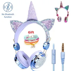 Unicorn Wired Headset with Microphone for Girls Daughter Music Stereo Earphone for Computer Smartphone Headphone Kids Gifts