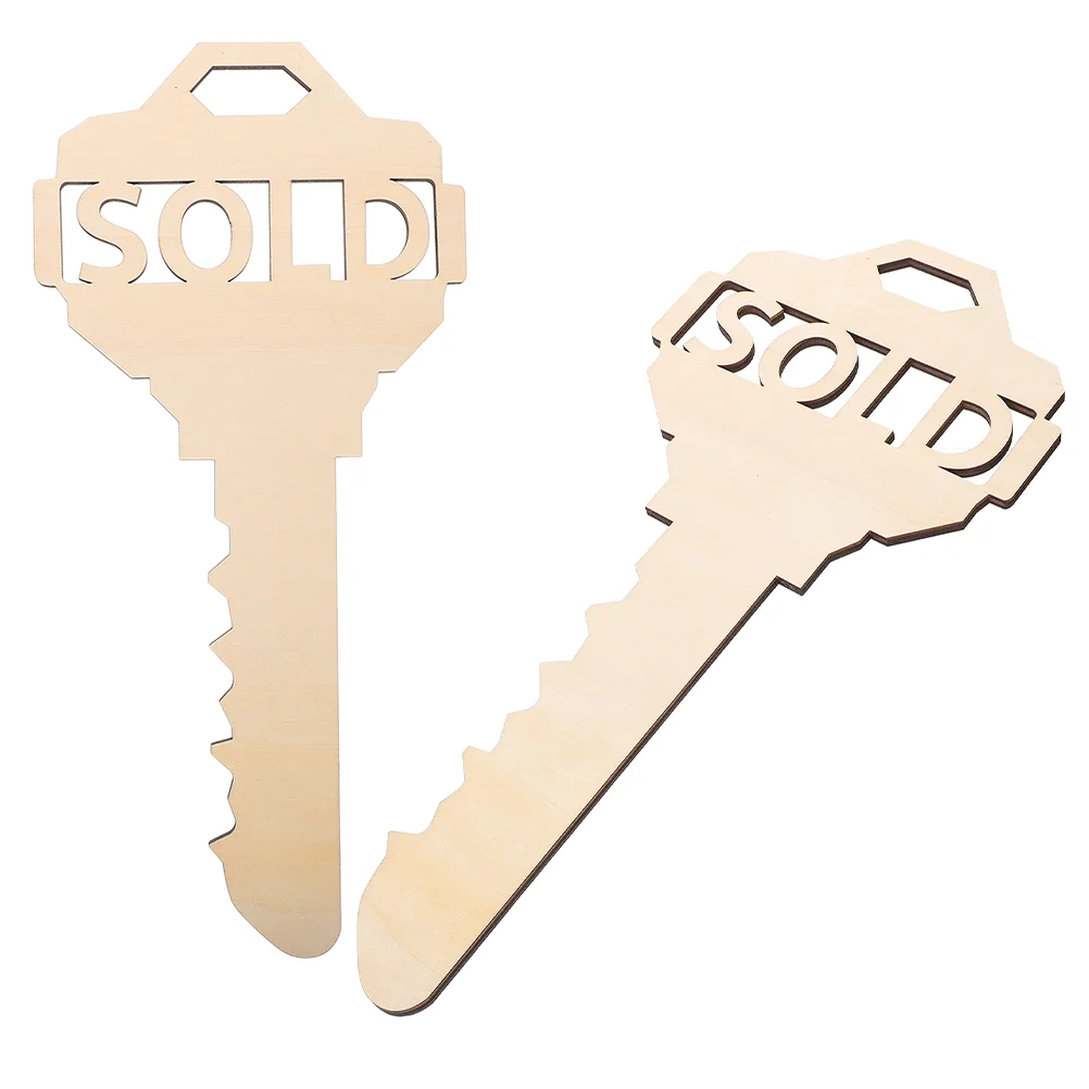2pcs Wooden Key Shaped Pendant Unfinished Large Key Tag Wooden Key Pendants Unfinished Key Cutouts Sold Key Prop Large Hanging D