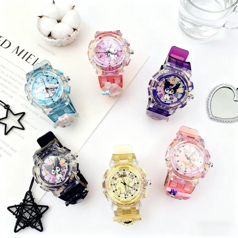 Sanrio Kuromi Glowing Watch | Digital & Analog Display | Silicone/Strap | Women's Cartoon Electronic Watch