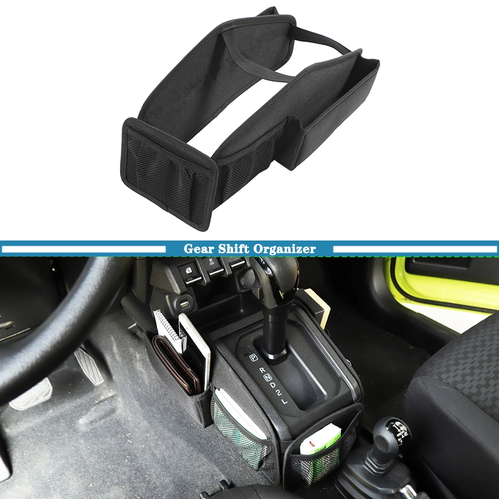 Car Gear Shift Organizer Phone Holder Storage Bag Tray for Suzuki Jimny 2019 2020 2021 2022 2023 JB64 JB74 JB43 Accessory Black