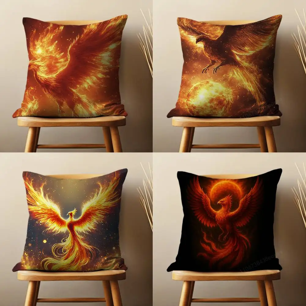 

Myth Art Flame Phoenixs Throw Pillow Case Living Room Sofa Cushion Cover For Home Bedroom Decoration And Protector