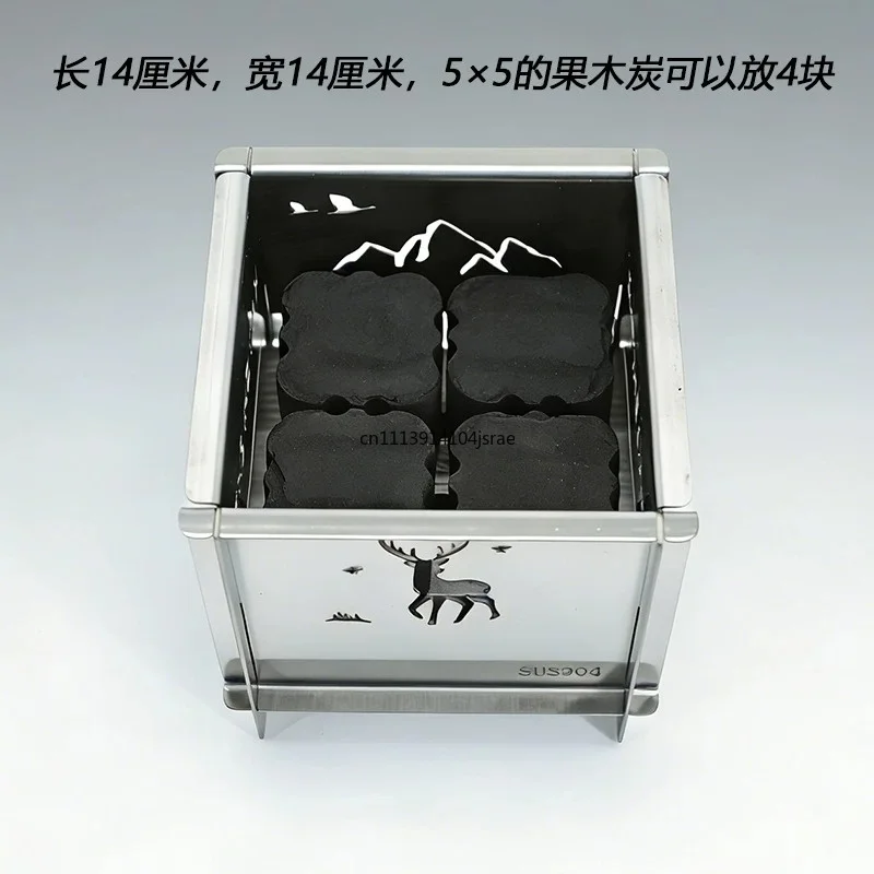 Mini Square BBQ Grill 304 Stainless Steel Small Charcoal Barbecue Stove Multifunctional Household Tabletop Grill