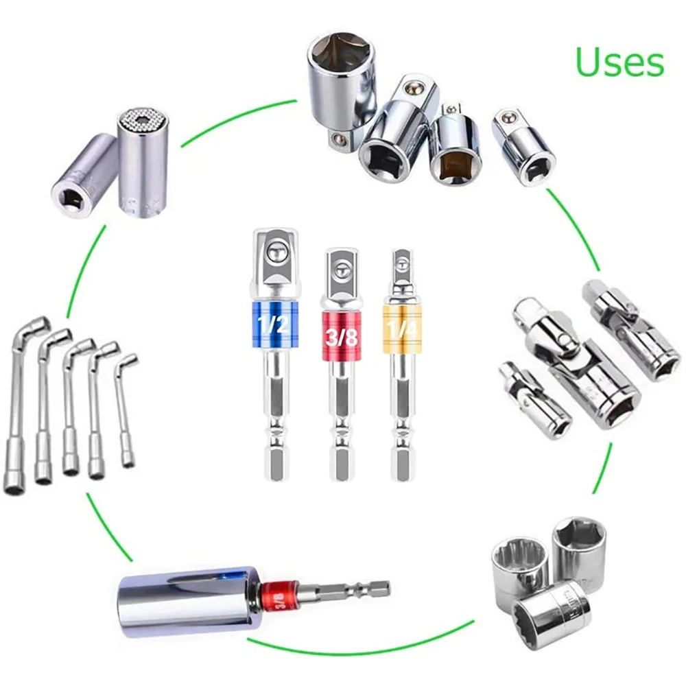 3PC Color Hexagon Screw Screwdriver Changeover Extension Square Head Socket Tool Set for Electric Screwdriver