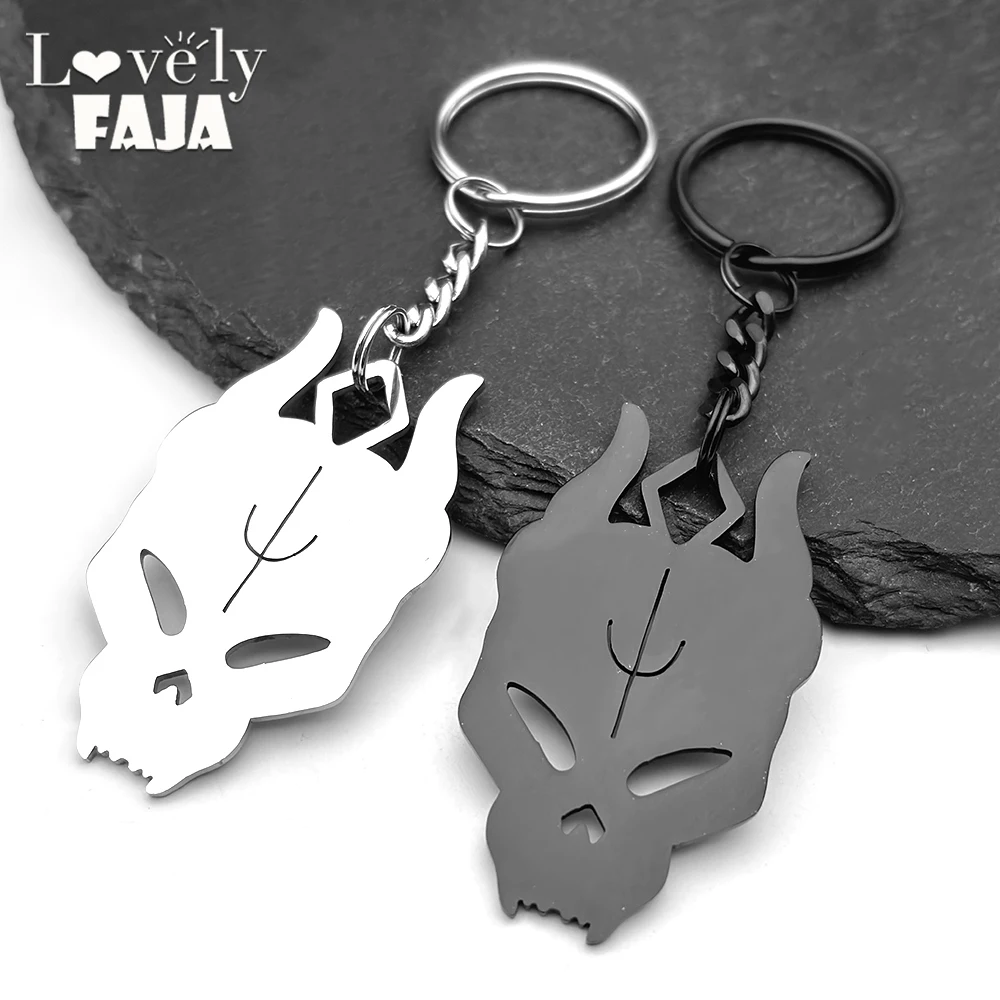 

Dark Style Demon Skull Stainless Steel Pendant Key Chain for Women Men Silver Black Color Hollow Key Ring Jewelry Gift