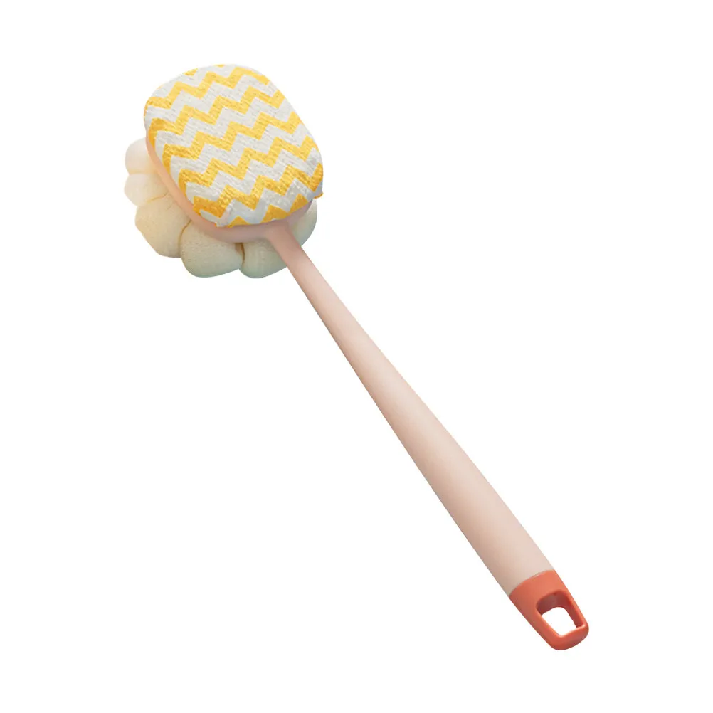 Double-Side Body Scrubber Shower Brush with Long Handle for Exfoliating Back Bathing Massage Skin Smoothing Blood Circulation