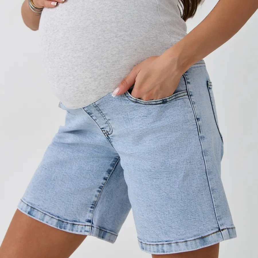 Pregnant Women Casual Denim Shorts Maternity Elastic Adjustable Waist Belly Support Shorts Jeans Summer Pregnancy Clothing