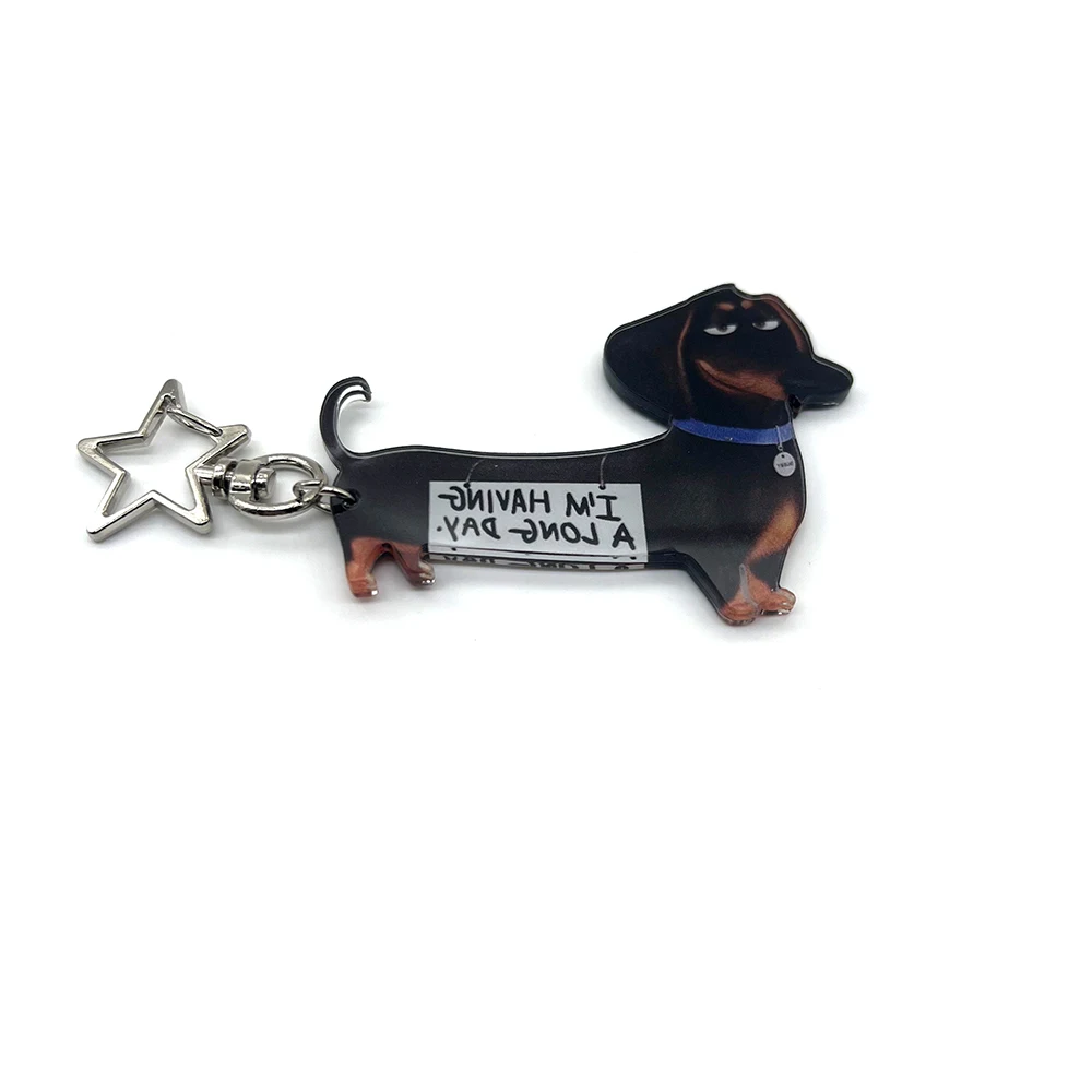1 pcs interesting dachshund hot dog acrylic keychain 2D \