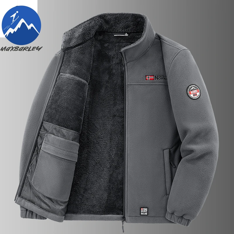 New Winter Men's Fleece Jacket Pockets Solid Color Casual Polar Jacket Cold-proof Warm Thickened Overcoat Plus Size Outwear 5xl