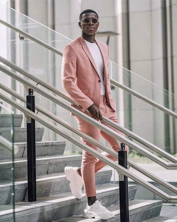 Street Style Dusty Pink Men Suits 2 Pieces Blazer Sets Formal Coat Pant Design Suits Tailor Made Man Blazers with Pants