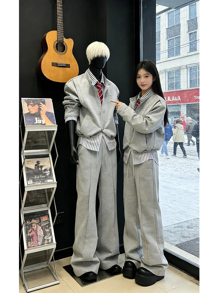 

Мужской весенний комплект Cleanfit: кардиган с полосатыми вставками и свитшот, элитный стиль, модель Haome M