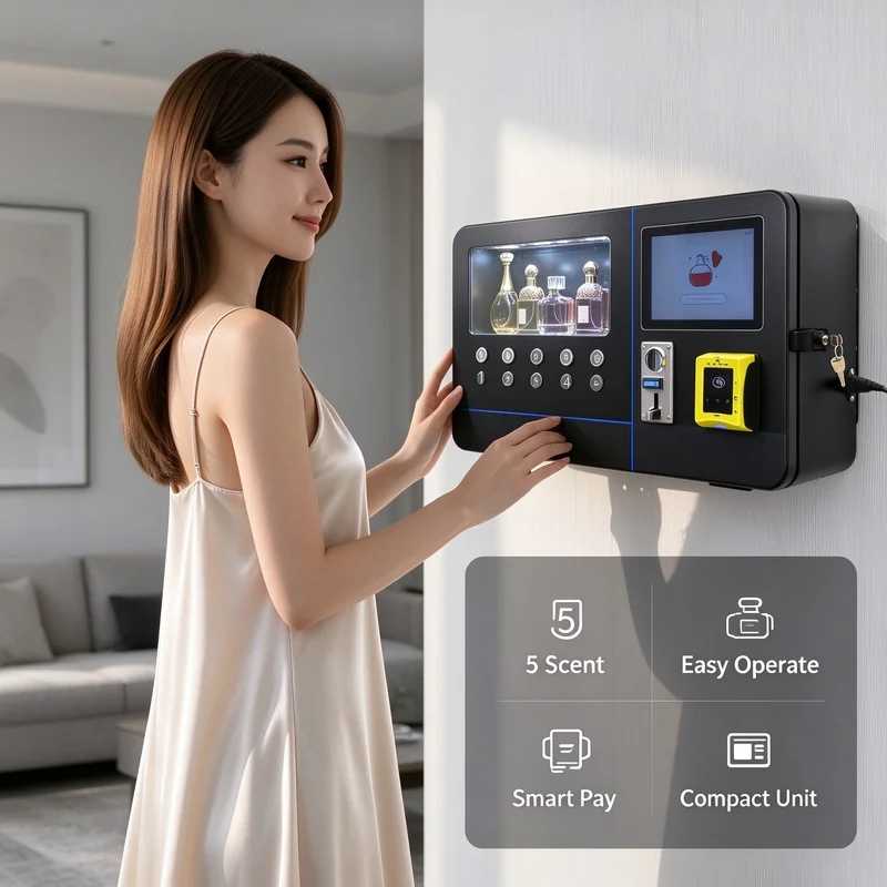 Perfume Vending Machine Mini Desktop Layout Wired Network Module For Cosmetic Boutique Unattended Fragrance Selling Unit