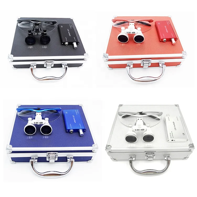 Loupes dentaires sans fil haute intensité avec lampe frontale, Loupes chirurgicales à fixation sur la tête, Lampe frontale médicale