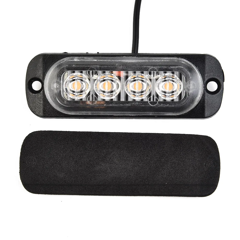 4pcs Car Urgent Light LED Amber Grille Light Lightbar Truck Van Off-road 12-24V Dustproof Practical Automotive Accessories