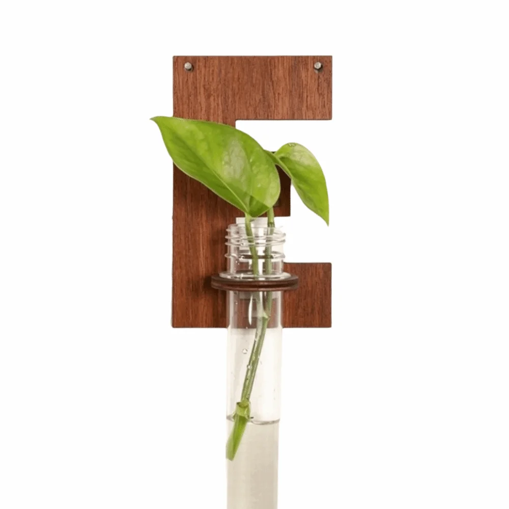 Flower Holder Wooden Hydroponic Planter Shelf A-Z Alphabet Vase Wall Decoration Home Ornaments Retro