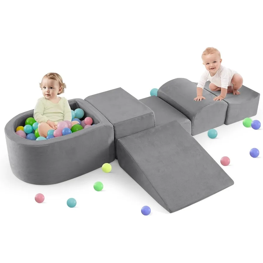 Kletterspielzeug für Kleinkinder, Schaumstoff-Kletterblöcke und Bällebad für Babys, 5-teilig, Kletter- und Krabbelblock, Aktivitätsstruktur, Spielset, Ind