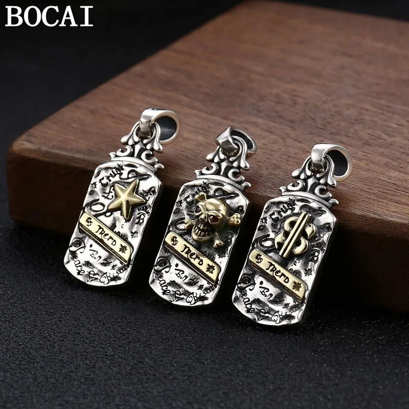 

Новый мужской кулон BOCAI из чистого серебра S925 с граффити-черепом и пятиконечной звездой в ретро-стиле, подарок на День святого Валентина